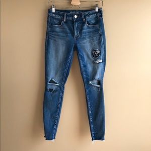 American Eagle Patch Destroyed Jeggings Size 8